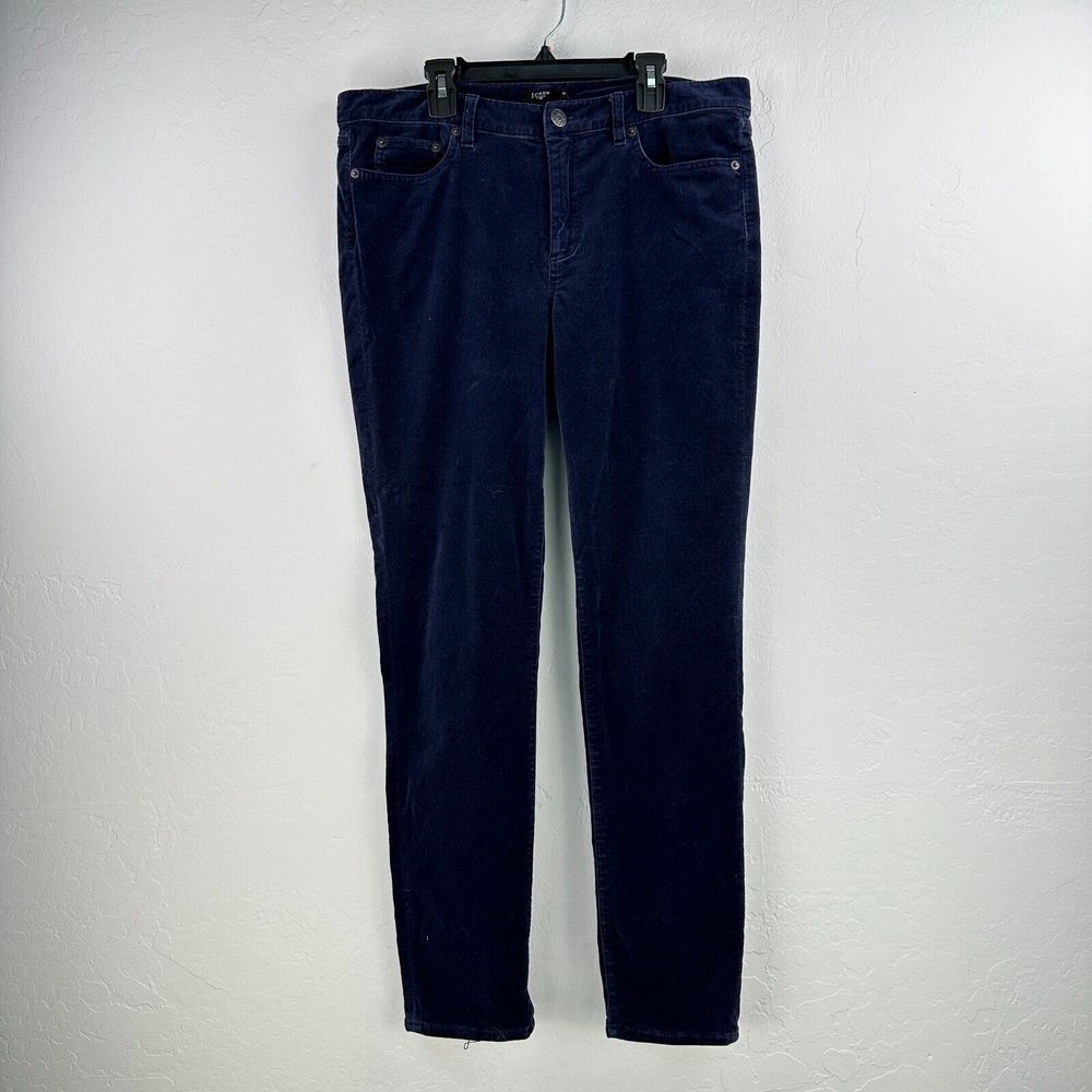 J. Crew Chino Pants Womens 32 Blue Crushed Velvet Stretch Trousers Mid Rise